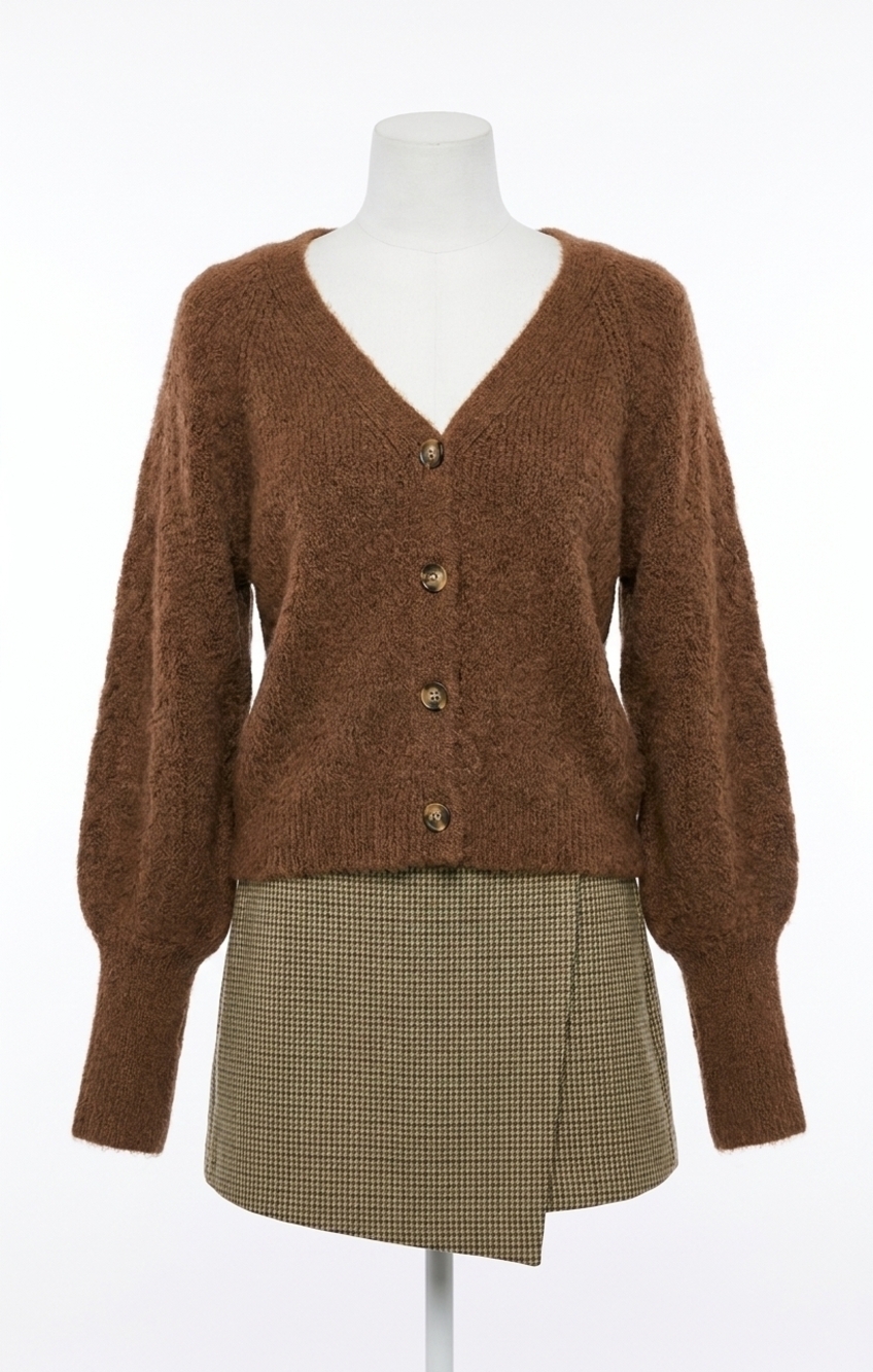 NEW SADIE & SAGE sweeping wind button front cardigan in oak brown